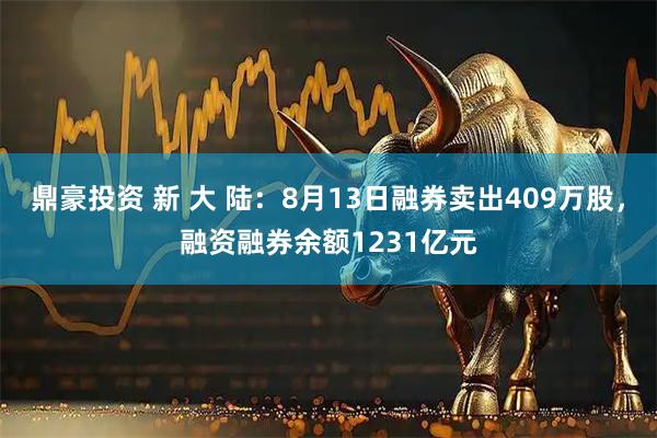 鼎豪投资 新 大 陆：8月13日融券卖出409万股，融资融券余额1231亿元